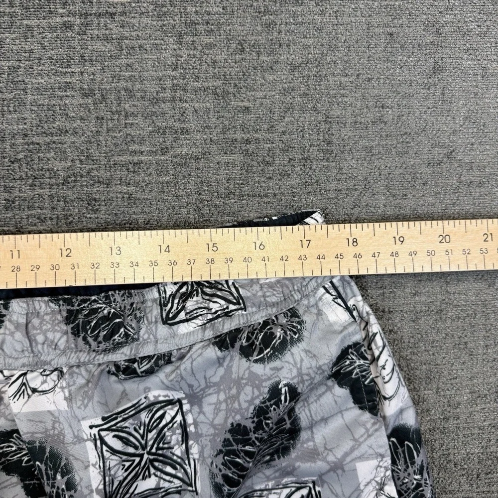 FUBU Swim‎ Board Shorts Mens XL Gray Green Beachwear Leaf Print Pockets